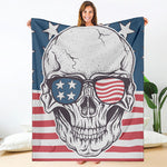 American Skull With Sunglasses Print Blanket