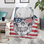 American Skull With Sunglasses Print Blanket