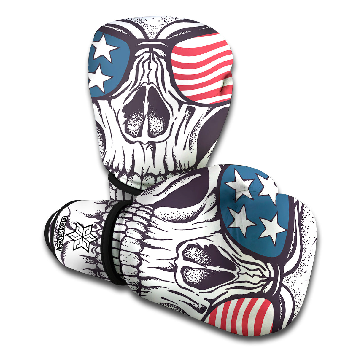 American Skull With Sunglasses Print Boxing Gloves
