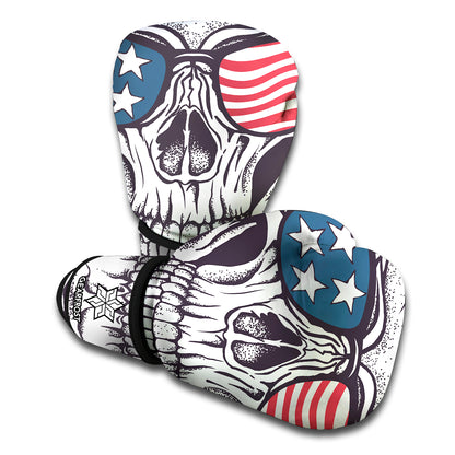 American Skull With Sunglasses Print Boxing Gloves