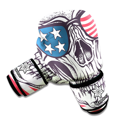 American Skull With Sunglasses Print Boxing Gloves