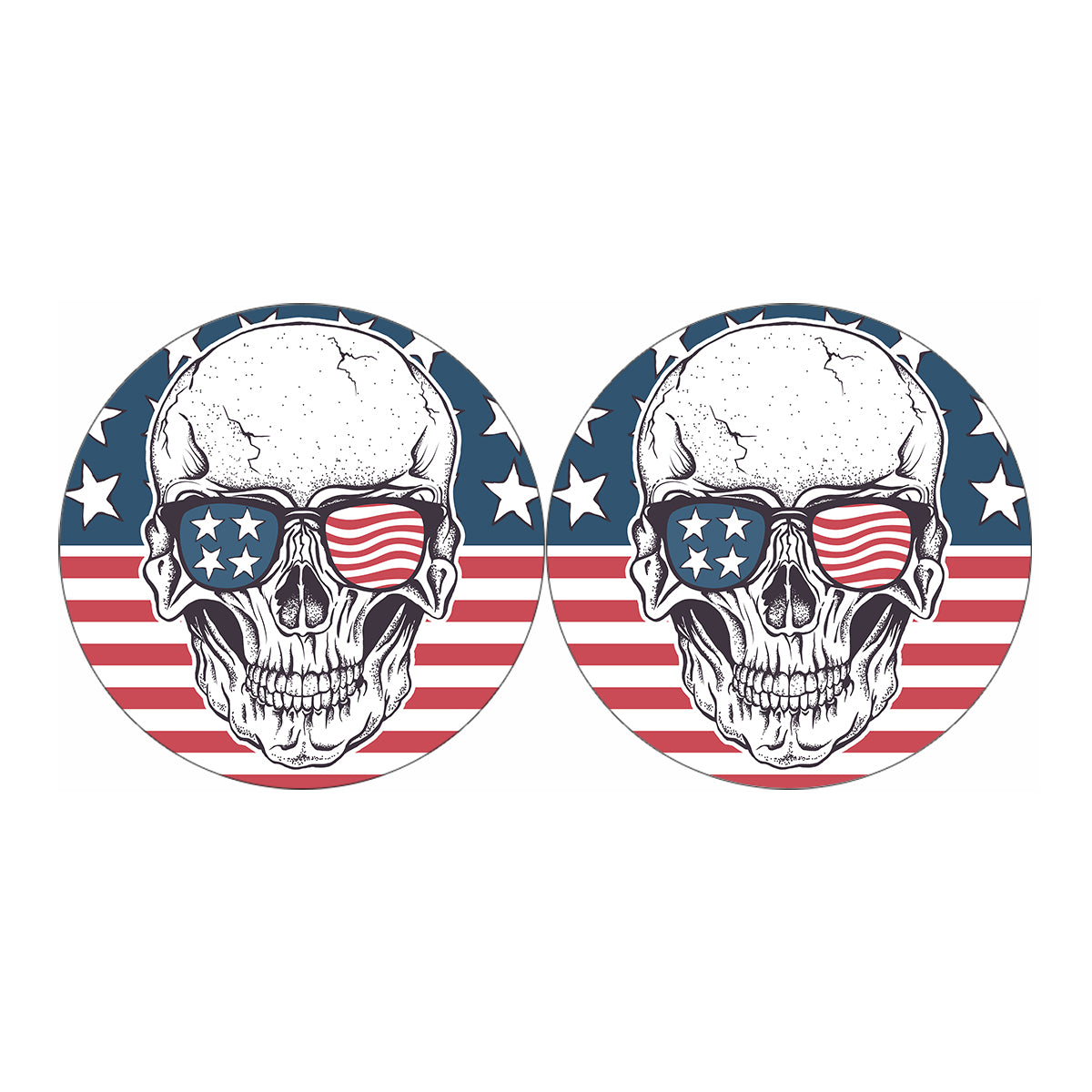 American Skull With Sunglasses Print Car Coasters