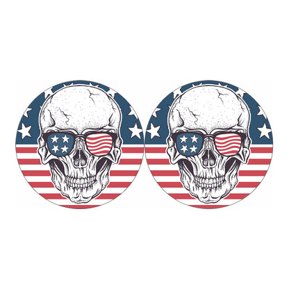 American Skull With Sunglasses Print Car Coasters