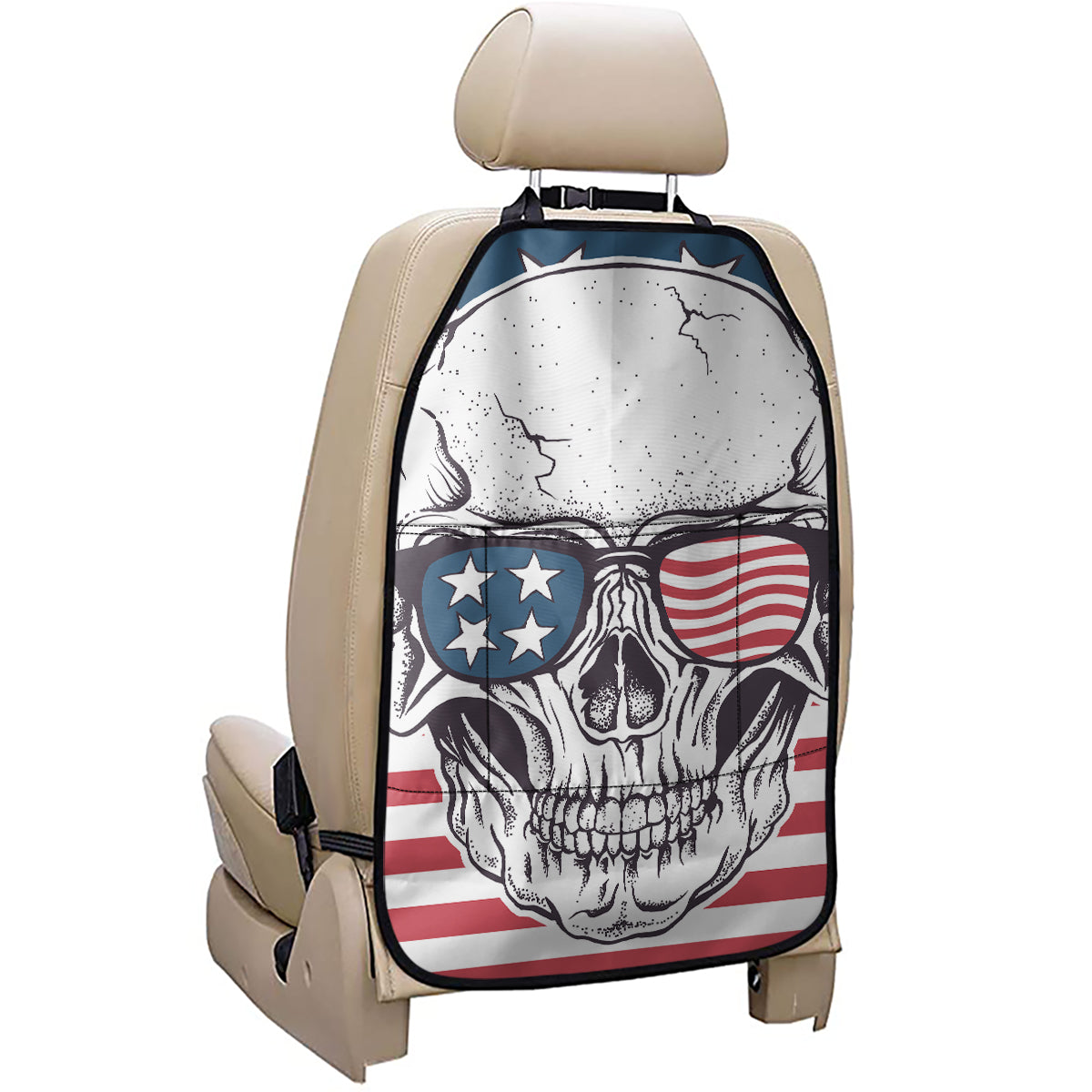 American Skull With Sunglasses Print Car Seat Organizers