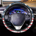 American Skull With Sunglasses Print Car Steering Wheel Cover