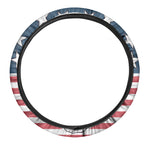 American Skull With Sunglasses Print Car Steering Wheel Cover