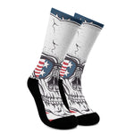 American Skull With Sunglasses Print Crew Socks