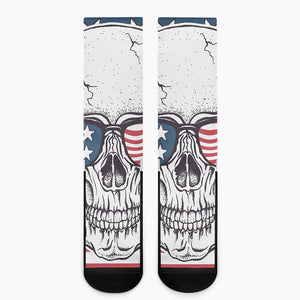 American Skull With Sunglasses Print Crew Socks