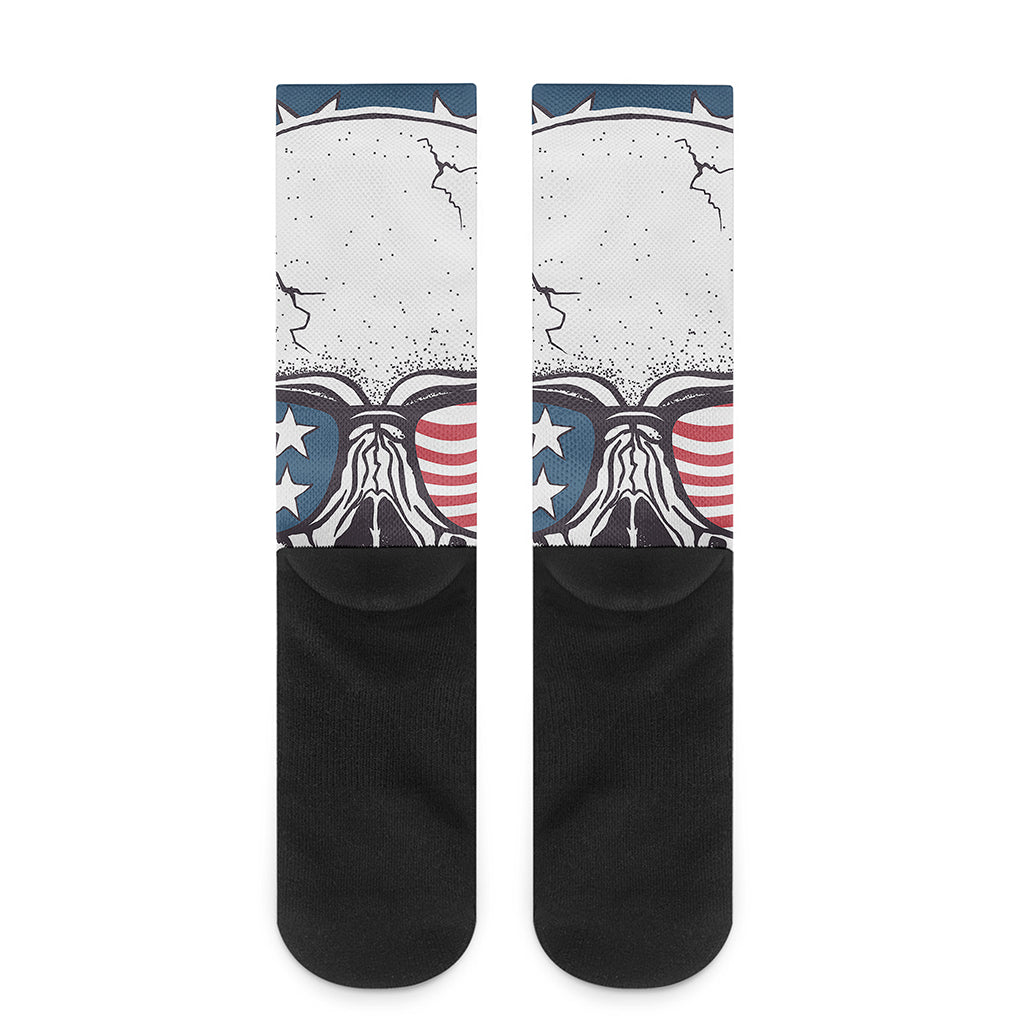 American Skull With Sunglasses Print Crew Socks