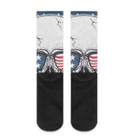 American Skull With Sunglasses Print Crew Socks