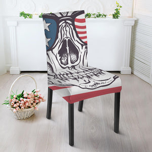 American Skull With Sunglasses Print Dining Chair Slipcover