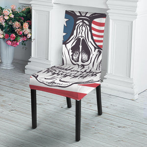 American Skull With Sunglasses Print Dining Chair Slipcover