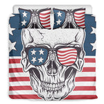 American Skull With Sunglasses Print Duvet Cover Bedding Set