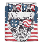 American Skull With Sunglasses Print Duvet Cover Bedding Set