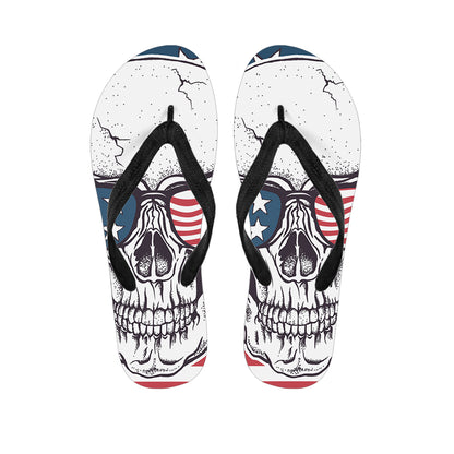 American Skull With Sunglasses Print Flip Flops