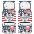 American Skull With Sunglasses Print Front and Back Car Floor Mats