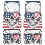 American Skull With Sunglasses Print Front and Back Car Floor Mats
