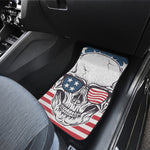 American Skull With Sunglasses Print Front and Back Car Floor Mats