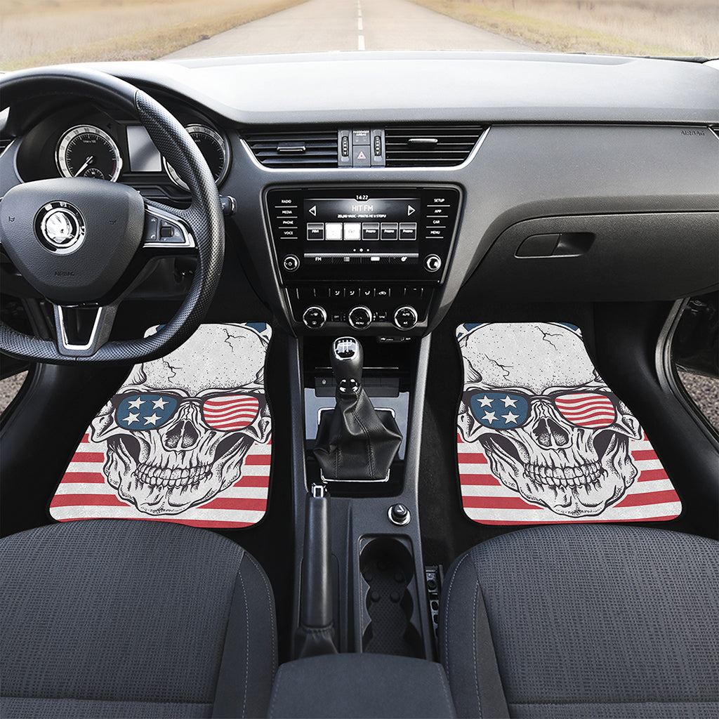 American Skull With Sunglasses Print Front Car Floor Mats