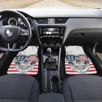 American Skull With Sunglasses Print Front Car Floor Mats