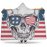 American Skull With Sunglasses Print Hooded Blanket