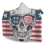 American Skull With Sunglasses Print Hooded Blanket