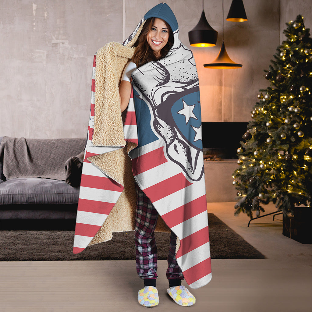 American Skull With Sunglasses Print Hooded Blanket