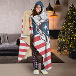 American Skull With Sunglasses Print Hooded Blanket