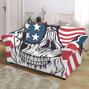 American Skull With Sunglasses Print Loveseat Slipcover