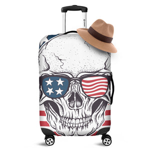 American Skull With Sunglasses Print Luggage Cover