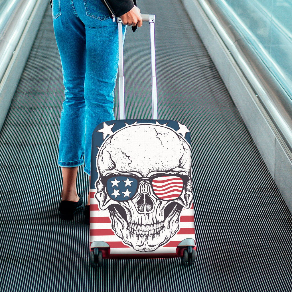 American Skull With Sunglasses Print Luggage Cover