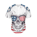 American Skull With Sunglasses Print Men's Baseball Jersey