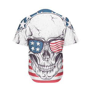 American Skull With Sunglasses Print Men's Baseball Jersey