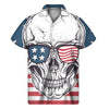 American Skull With Sunglasses Print Men's Short Sleeve Shirt
