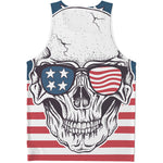 American Skull With Sunglasses Print Men's Tank Top
