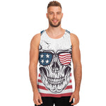 American Skull With Sunglasses Print Men's Tank Top