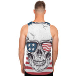 American Skull With Sunglasses Print Men's Tank Top