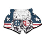 American Skull With Sunglasses Print Muay Thai Boxing Shorts