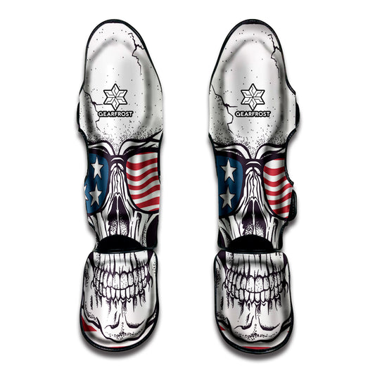 American Skull With Sunglasses Print Muay Thai Shin Guard