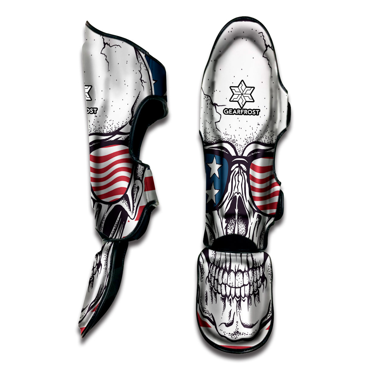 American Skull With Sunglasses Print Muay Thai Shin Guard