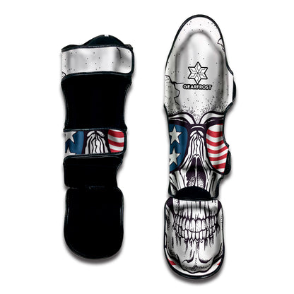 American Skull With Sunglasses Print Muay Thai Shin Guard