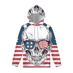 American Skull With Sunglasses Print Pullover Hoodie