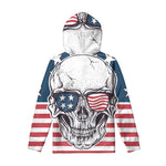 American Skull With Sunglasses Print Pullover Hoodie