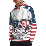 American Skull With Sunglasses Print Pullover Hoodie