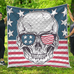 American Skull With Sunglasses Print Quilt