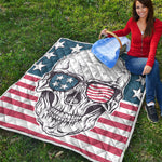 American Skull With Sunglasses Print Quilt