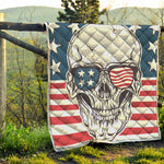 American Skull With Sunglasses Print Quilt