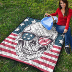 American Skull With Sunglasses Print Quilt