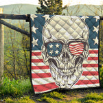 American Skull With Sunglasses Print Quilt