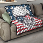 American Skull With Sunglasses Print Quilt